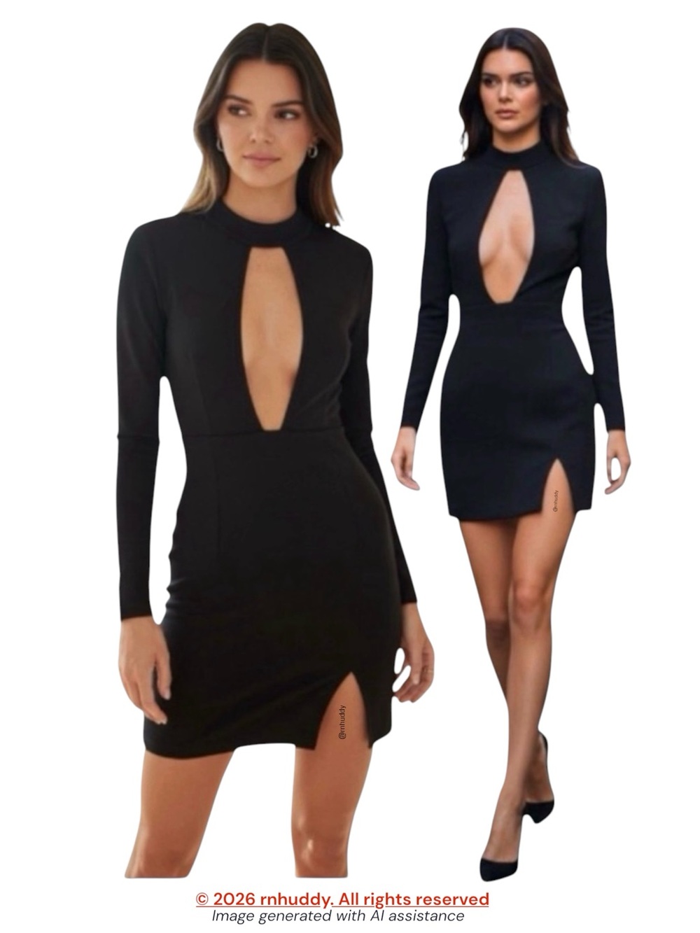 NWT Toby Heart Ginger x Revolve XS black plunge long sleeve mini dress